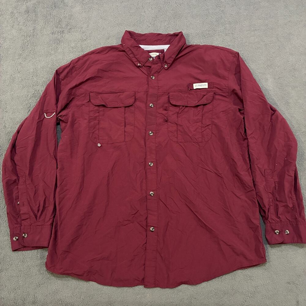 Magellan Outdoors Fish Gear Red Relaxed Fit Vented Long Sleeve Men's Size XL